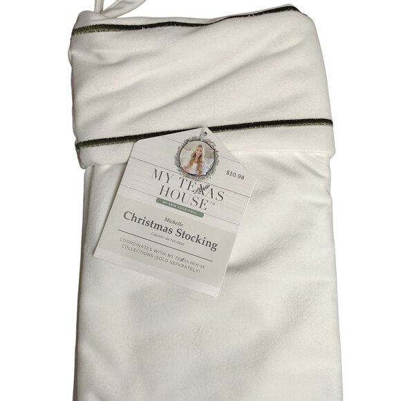 My Texas House 20 inch White Velvet Christmas Stocking - Picture 2 of 5